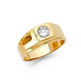14K Yellow Gold CZ Men's Ring