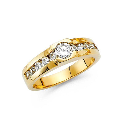 14K Yellow Gold CZ Men's Ring - silverdepot