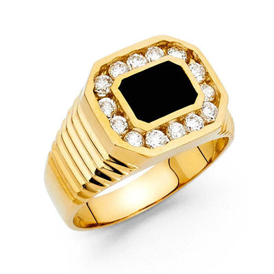 14K Yellow Gold Onyx Men's Ring - silverdepot