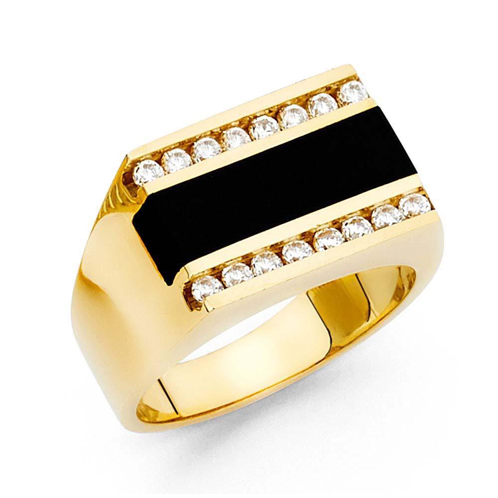 14K Yellow Gold Onyx Men's Ring - silverdepot