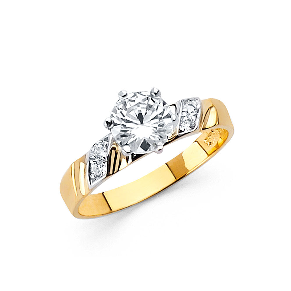 14K Twotone CZ Engagement Ring 2.5grams