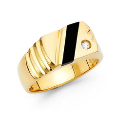 14K Yellow Gold Onyx Men's Ring