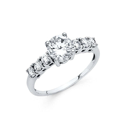 14K White Gold 1.5mm Round CZ Engagement Ring