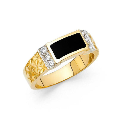 14K Yellow Gold Onyx Men's Ring - silverdepot