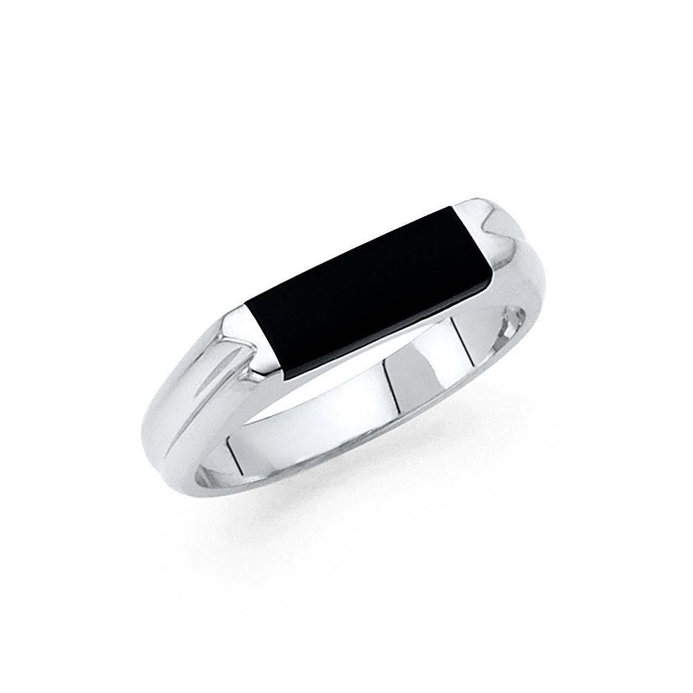 14K White Gold Onyx Men's Ring - silverdepot