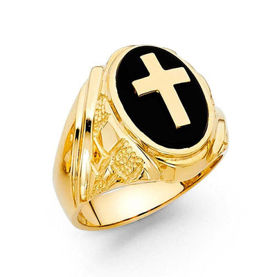14K Yellow Gold Onyx Men's Ring - silverdepot