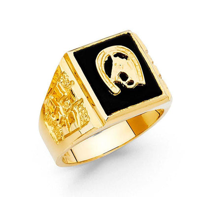 14K Yellow Gold Onyx Men's Ring - silverdepot
