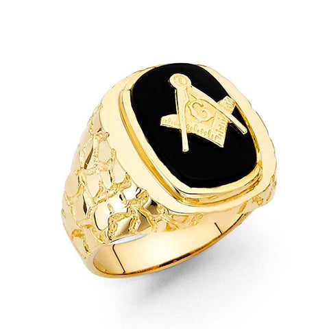 14K Yellow Gold Onyx Men's Ring