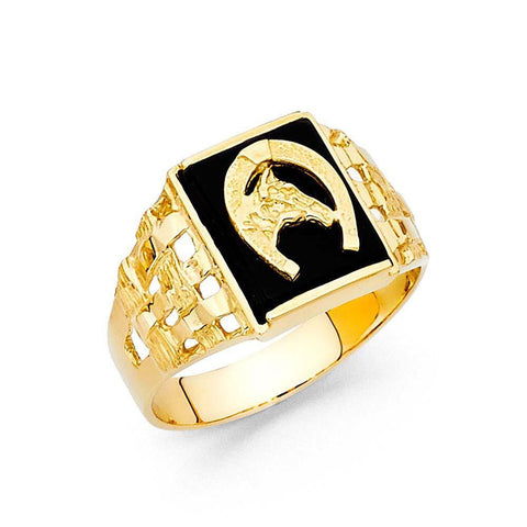 14K Yellow Gold Onyx Men's Ring
