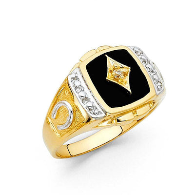 14K Yellow Gold Onyx Men's Ring - silverdepot