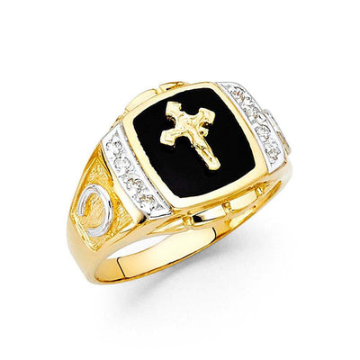 14K Yellow Gold Onyx Men's Ring - silverdepot