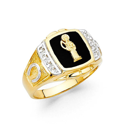 14K Yellow Gold Onyx Men's Ring - silverdepot