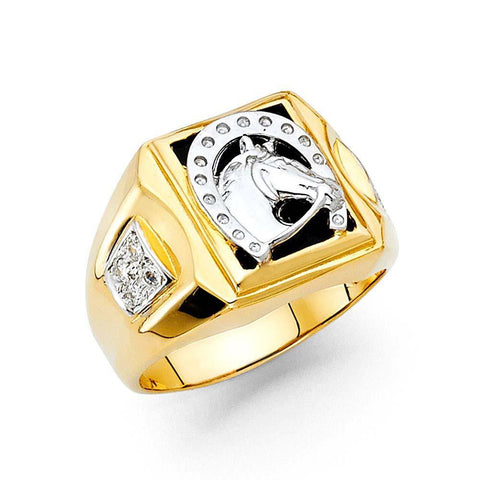 14K Yellow Gold Onyx Men's Ring