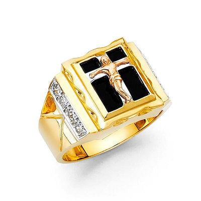 14K Yellow Gold Onyx Men's Ring - silverdepot
