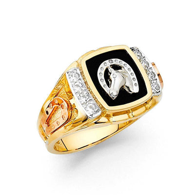 14K Yellow Gold Onyx Men's Ring - silverdepot