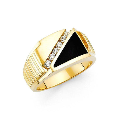 14K Yellow Gold Onyx Men's Ring - silverdepot