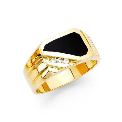 14K Yellow Gold Onyx Men's Ring - silverdepot