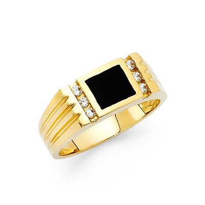 14K Yellow Gold Onyx Men's Ring - silverdepot