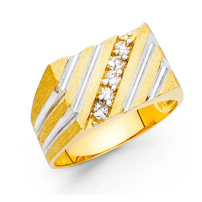 14K Yellow Gold CZ Men's Rings - silverdepot