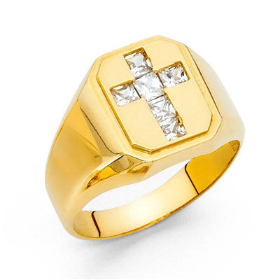 14K Yellow Gold CZ Men's Rings - silverdepot
