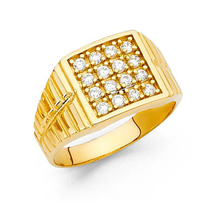 14K Yellow Gold CZ Men's Rings - silverdepot