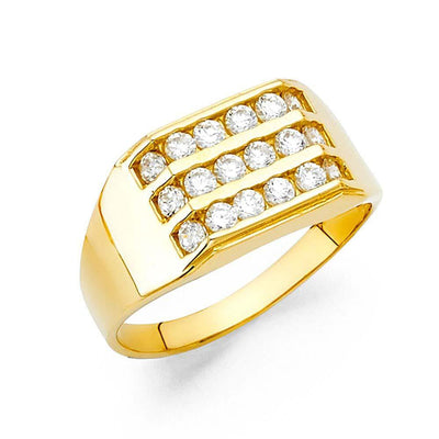 14K Yellow Gold CZ Men's Rings - silverdepot