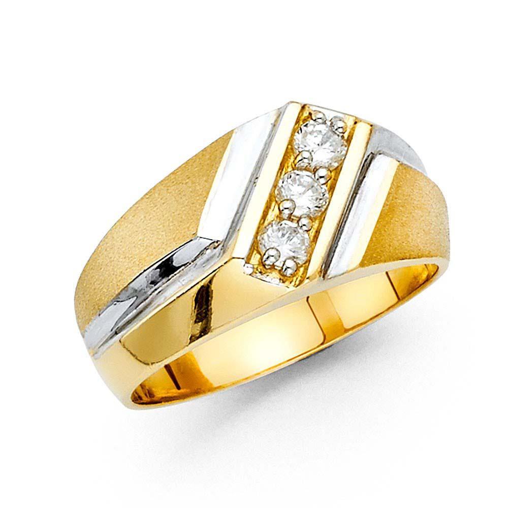 14K Yellow Gold CZ Men's Ring