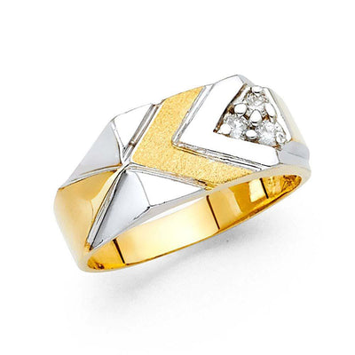 14K Yellow Gold CZ Men's Ring - silverdepot
