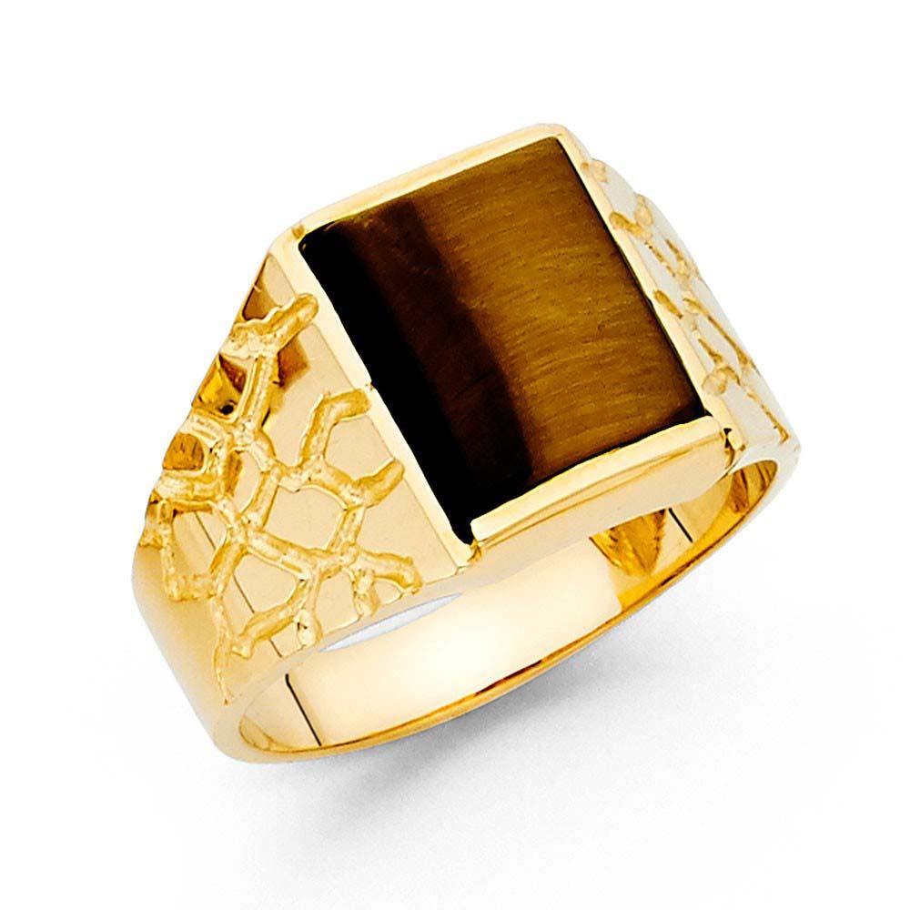 14K Yellow Gold Brown CZ Men's Ring