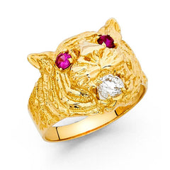 14K Yellow Gold Pink and Clear CZ Men's Ring