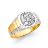 14K Two Tone Clear CZ Men's Ring