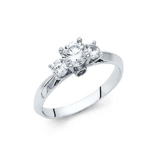 Load image into Gallery viewer, 14K White Gold Polished Clear CZ Engagement Ring
