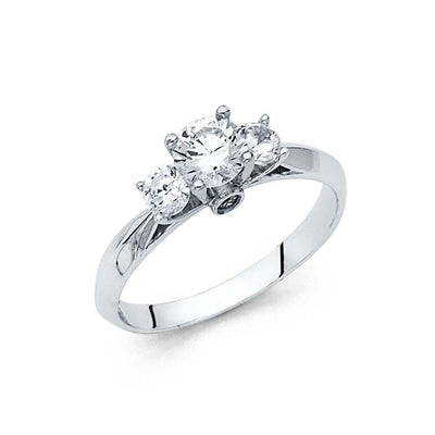 14K White Gold Polished Clear CZ Engagement Ring