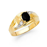 14K Yellow Gold Black and Clear CZ Men's Ring