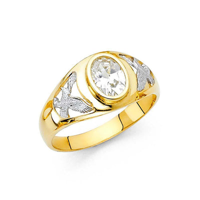 14K Two Tone CZ Men's Ring - silverdepot