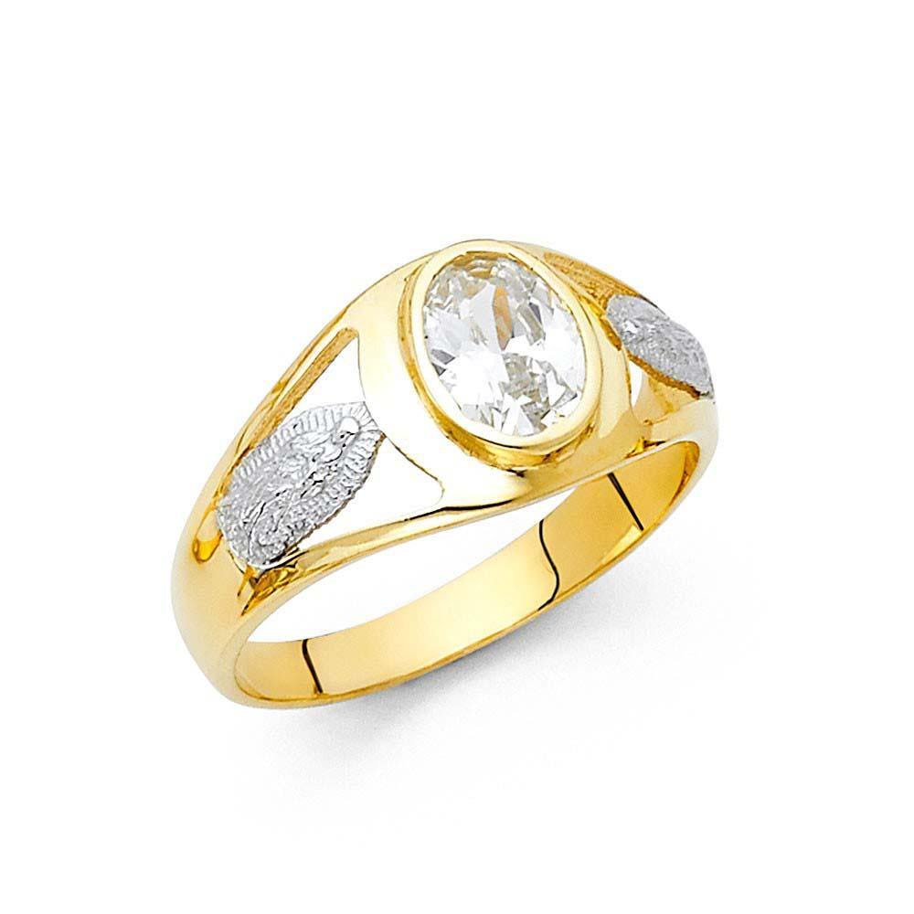 14K Two Tone CZ Men's Ring - silverdepot