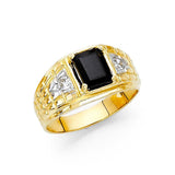 14K Yellow Gold CZ Men's Ring