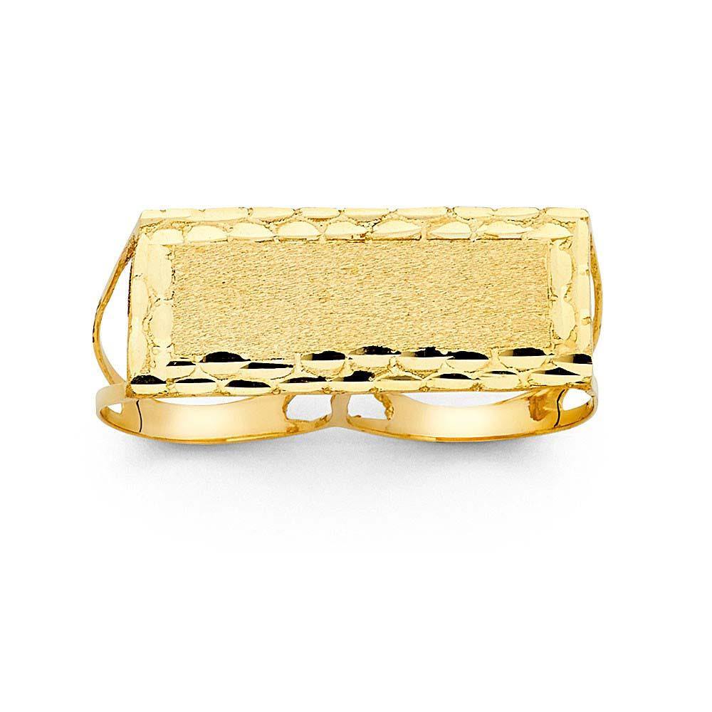 14K Yellow Gold 17mm 2 Finger Men's Ring - silverdepot