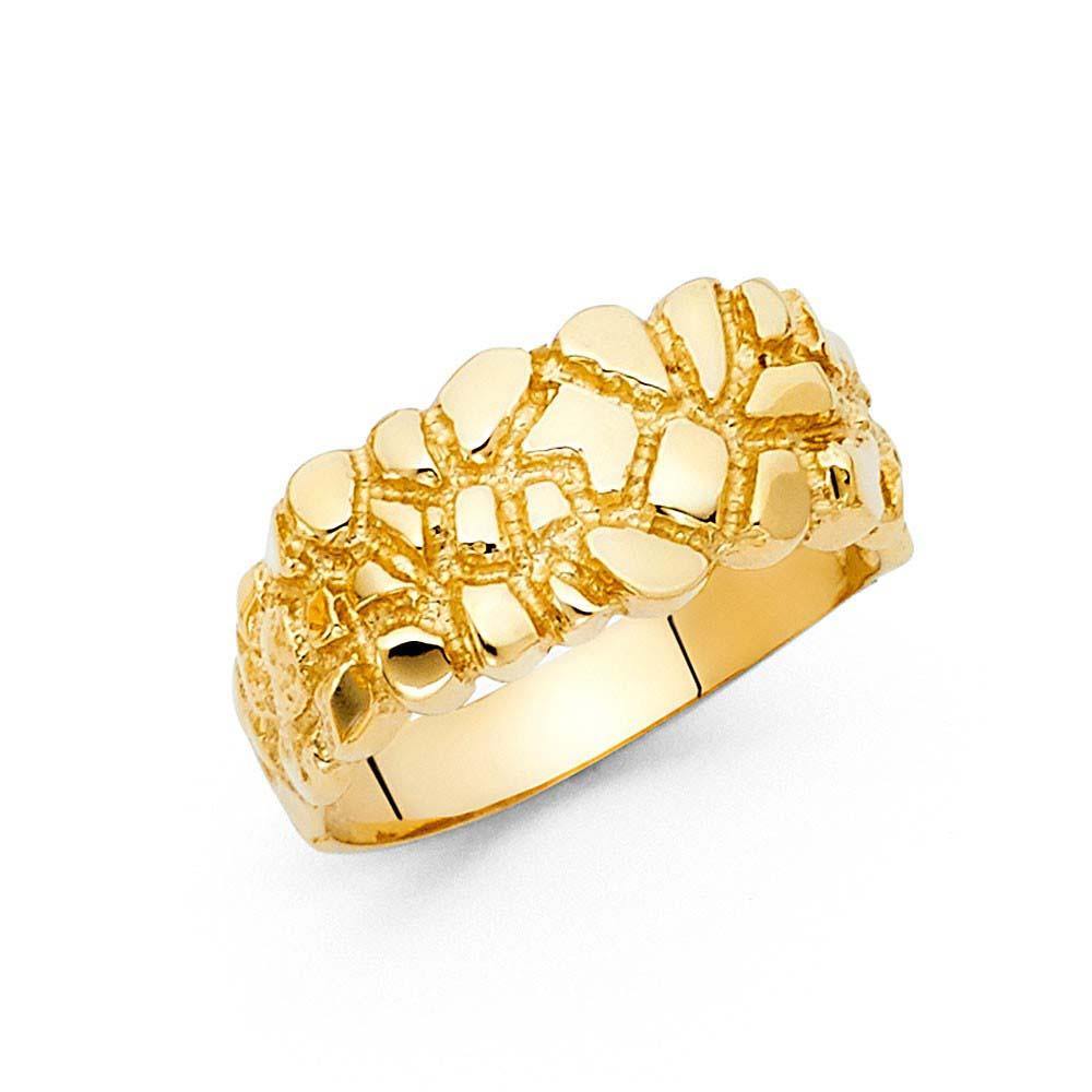 14K Yellow Gold 10mm Nugget Ring - silverdepot