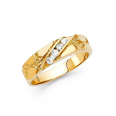 14K Yellow Gold 6mm CZ Men's Ring - silverdepot