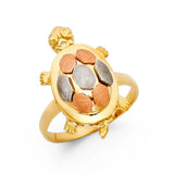 14K Tri Color 20mm Fancy Turtle Ring