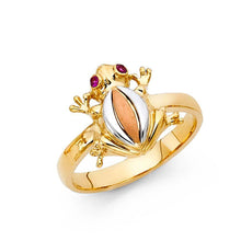 Load image into Gallery viewer, 14K Tri Color 15mm Pink CZ Fancy Frog Ring - silverdepot