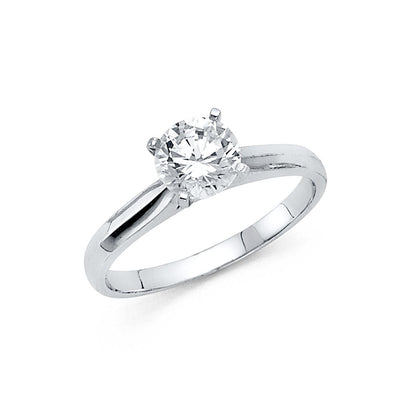 14K White CZ Engagement Ring