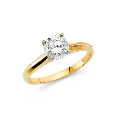 14K Yellow Gold Polished Clear CZ Engagement Ring - silverdepot