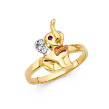 Load image into Gallery viewer, 14K Two Tone 15mm Pink And Clear CZ Fancy Elephant Ring - silverdepot