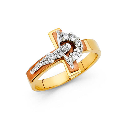 14K Twotone CRUCIFIX Ring 3.9grams