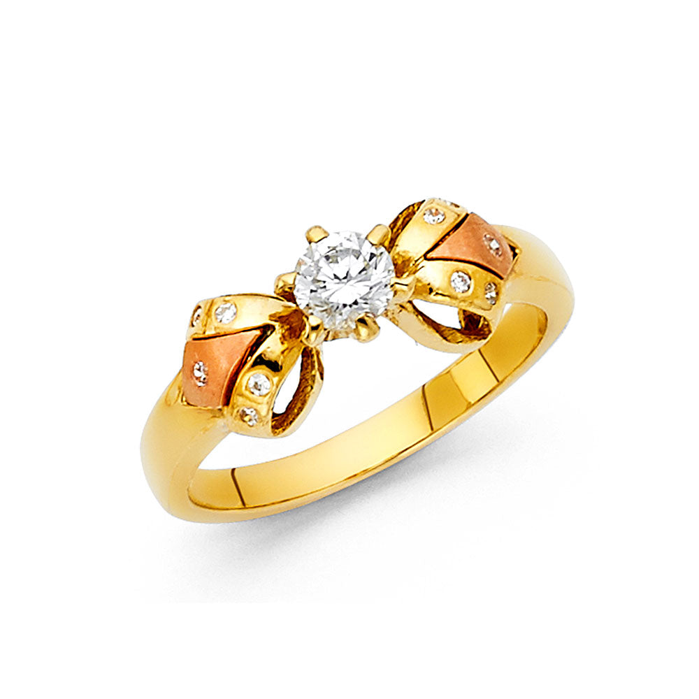 14K Twotone CZ Engagement Ring 4.6grams