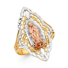 Load image into Gallery viewer, 14K Tri Color 27mm Our Lady of Guadalupe Ring - silverdepot