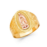14K Two Tone 15mm Our Lady of Guadalupe Ring