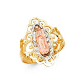 14K Tri Color 20mm Our Lady of Guadalupe Ring